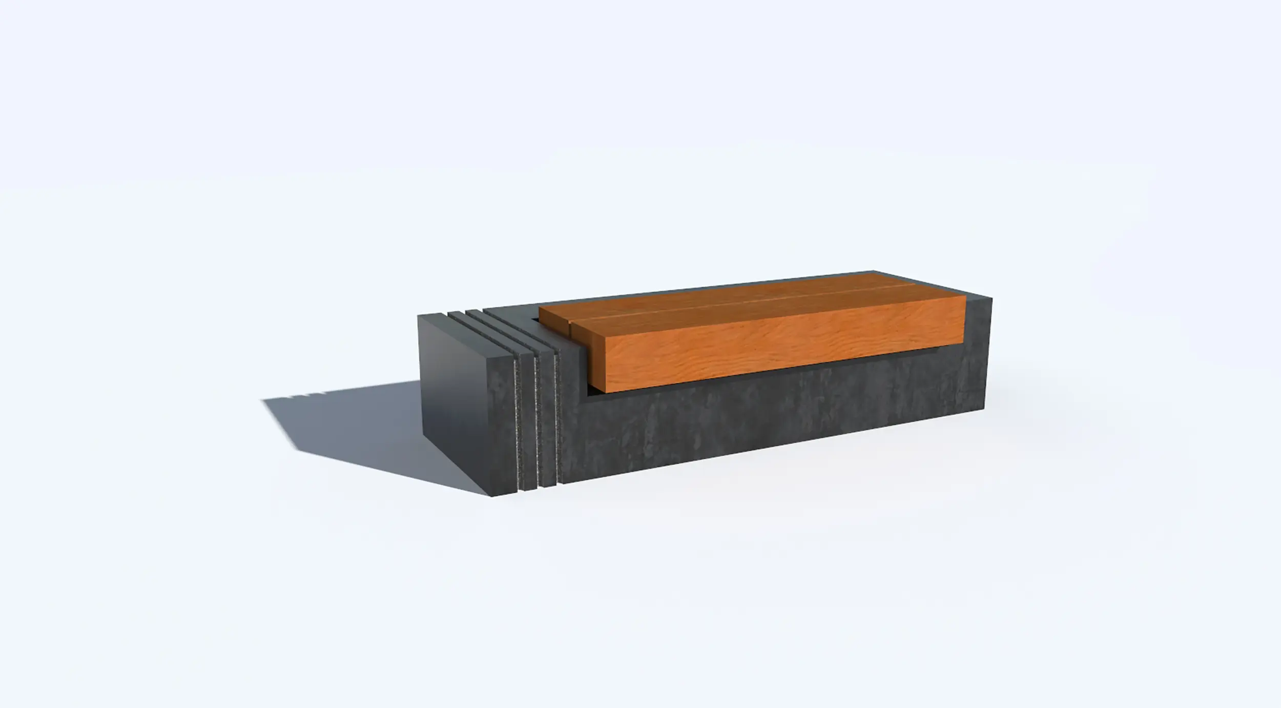 Rendered Colour 3d representation of Monolithic Granite Plaza Seats