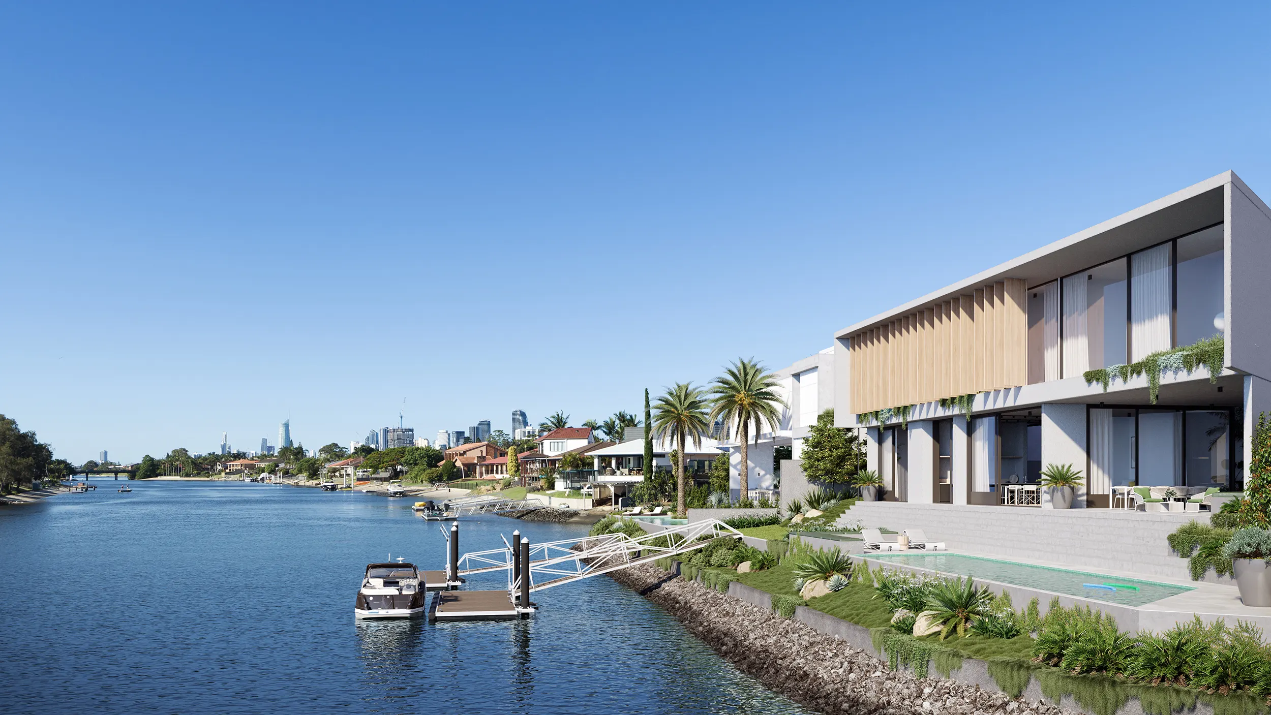 Mermaid Sanctuary luxury homes positioned on the canal frontage